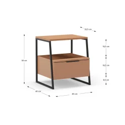 Nachtkastje Velia Terracotta/zwart - Giga Meubel