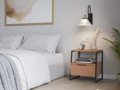Nachtkastje Velia Terracotta/zwart - Giga Meubel