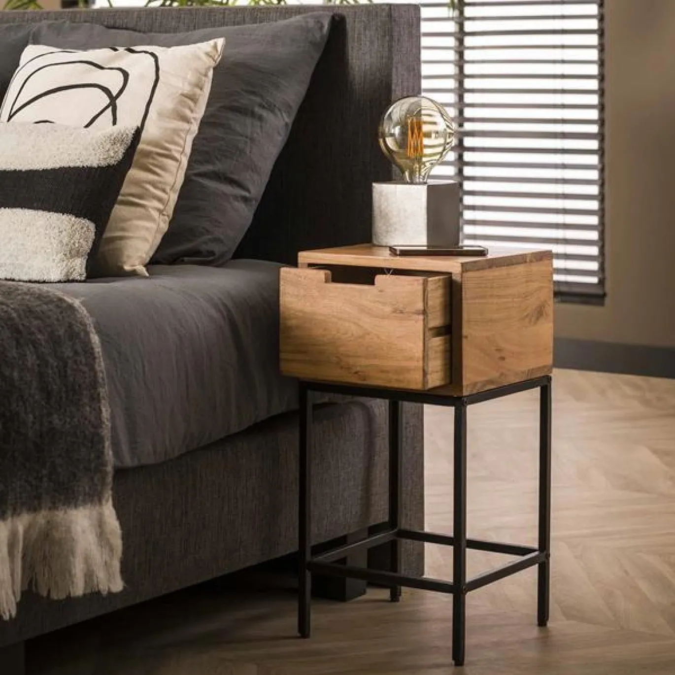 Nachtkastje Xs Flat Massief Acacia Naturel