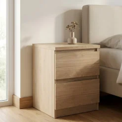 Nachtkastje Ylva 2 lades Hickory - Giga Living
