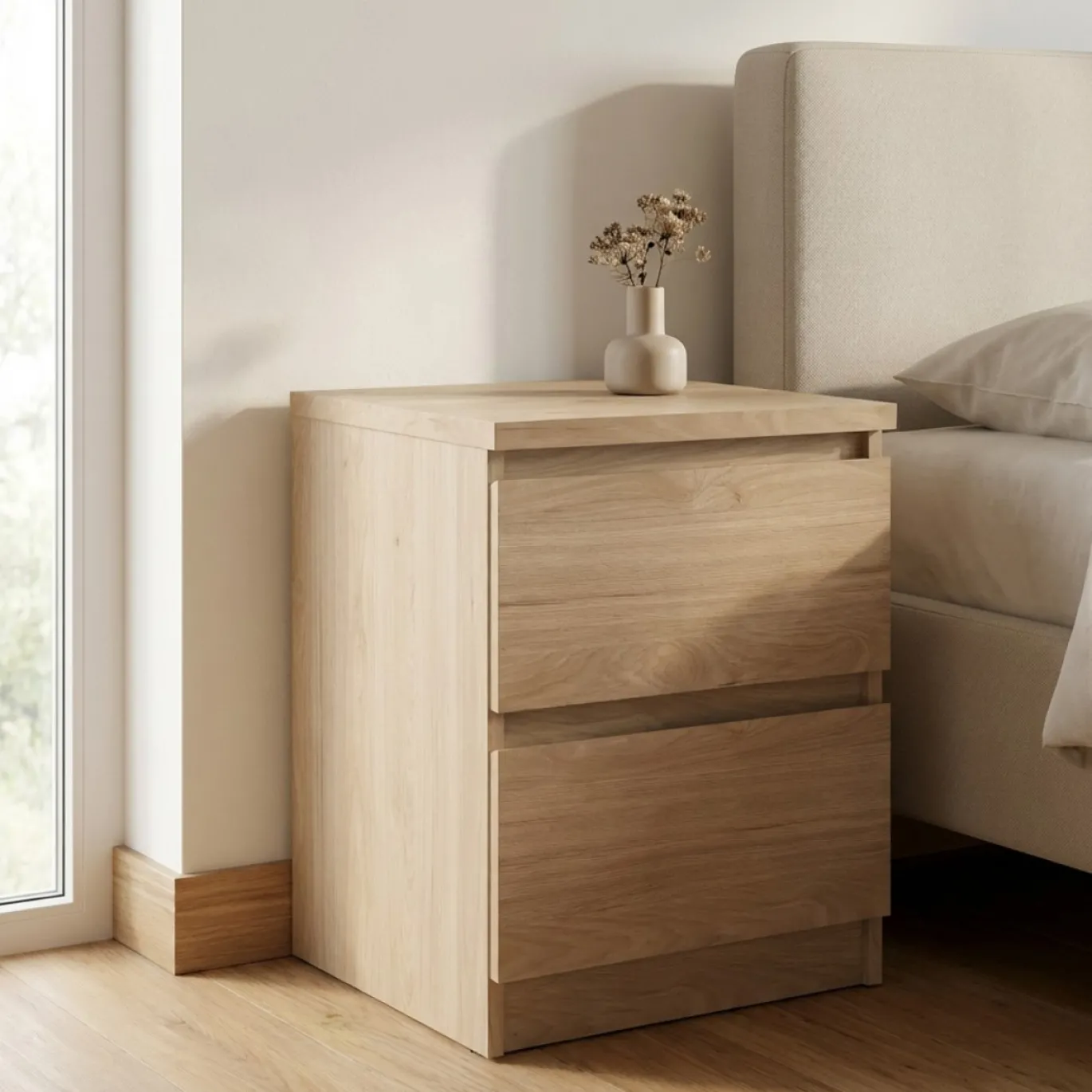 Nachtkastje Ylva 2 lades Hickory - Giga Living