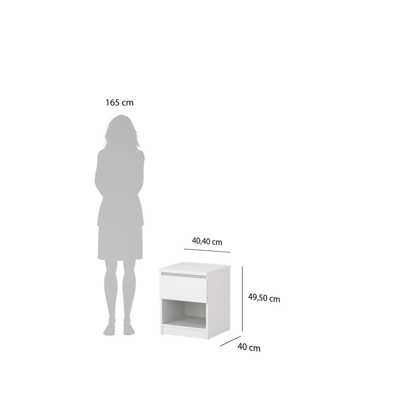 Nachtkastje Ylva 1 lade Wit - Giga Living
