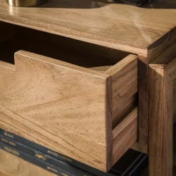 Nachtkastje Zwevend Houten Frame 1-Lade Massief Acaciahout Naturel - Giga Meubel