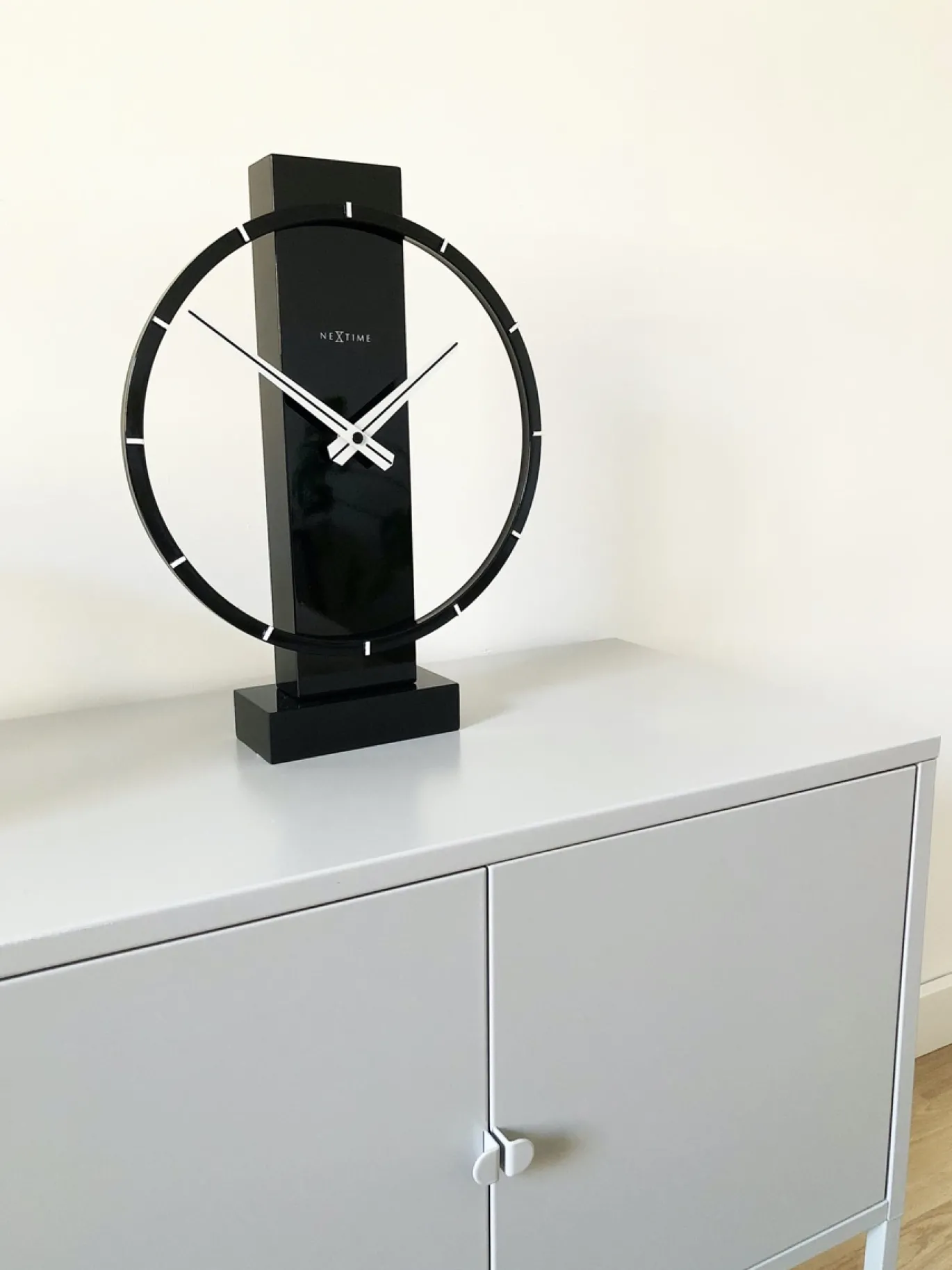 NeXtime Tafel/Wandklok Carl Small Hout/Staal Zwart