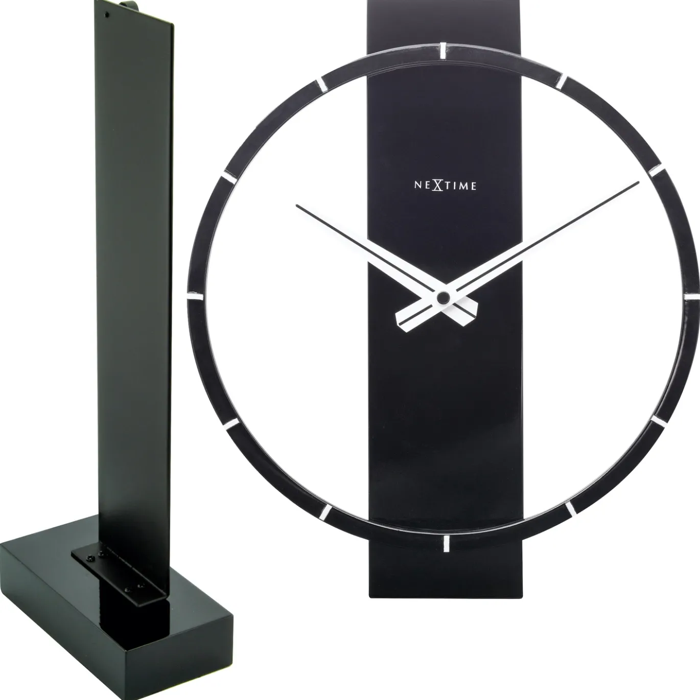 NeXtime Tafel/Wandklok Carl Small Hout/Staal Zwart