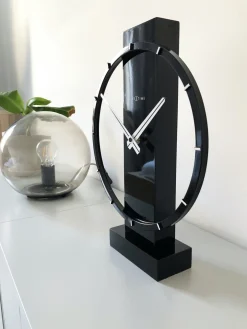 NeXtime Tafel/Wandklok Carl Small Hout/Staal Zwart
