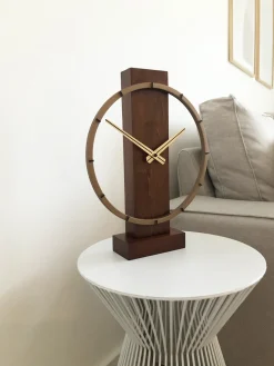 NeXtime Tafel/Wandklok Carl Small Hout/Staal Bruin