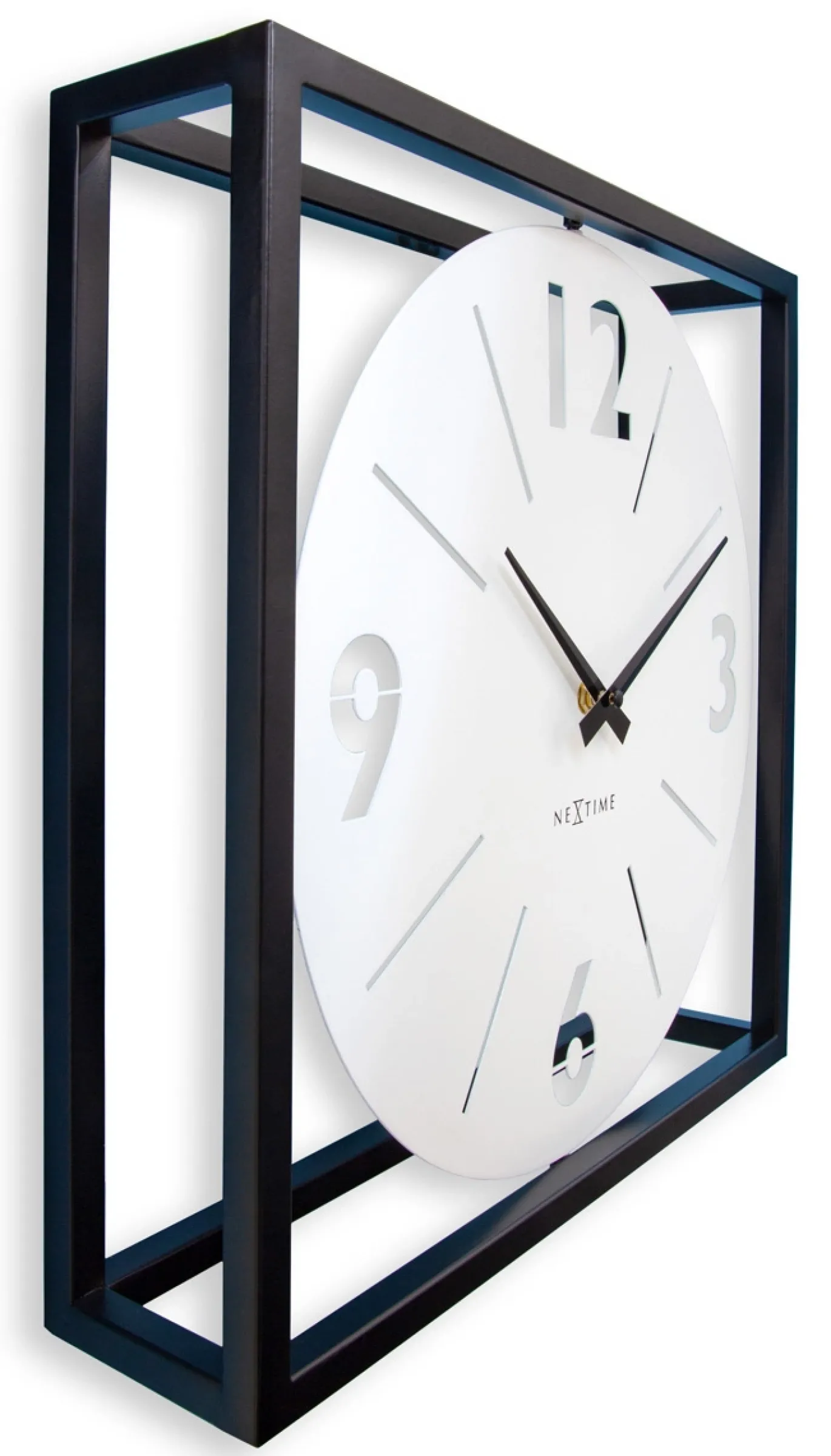 NeXtime Tafel/Wandklok Time Frame Metaal Zwart/Wit 40x40cm