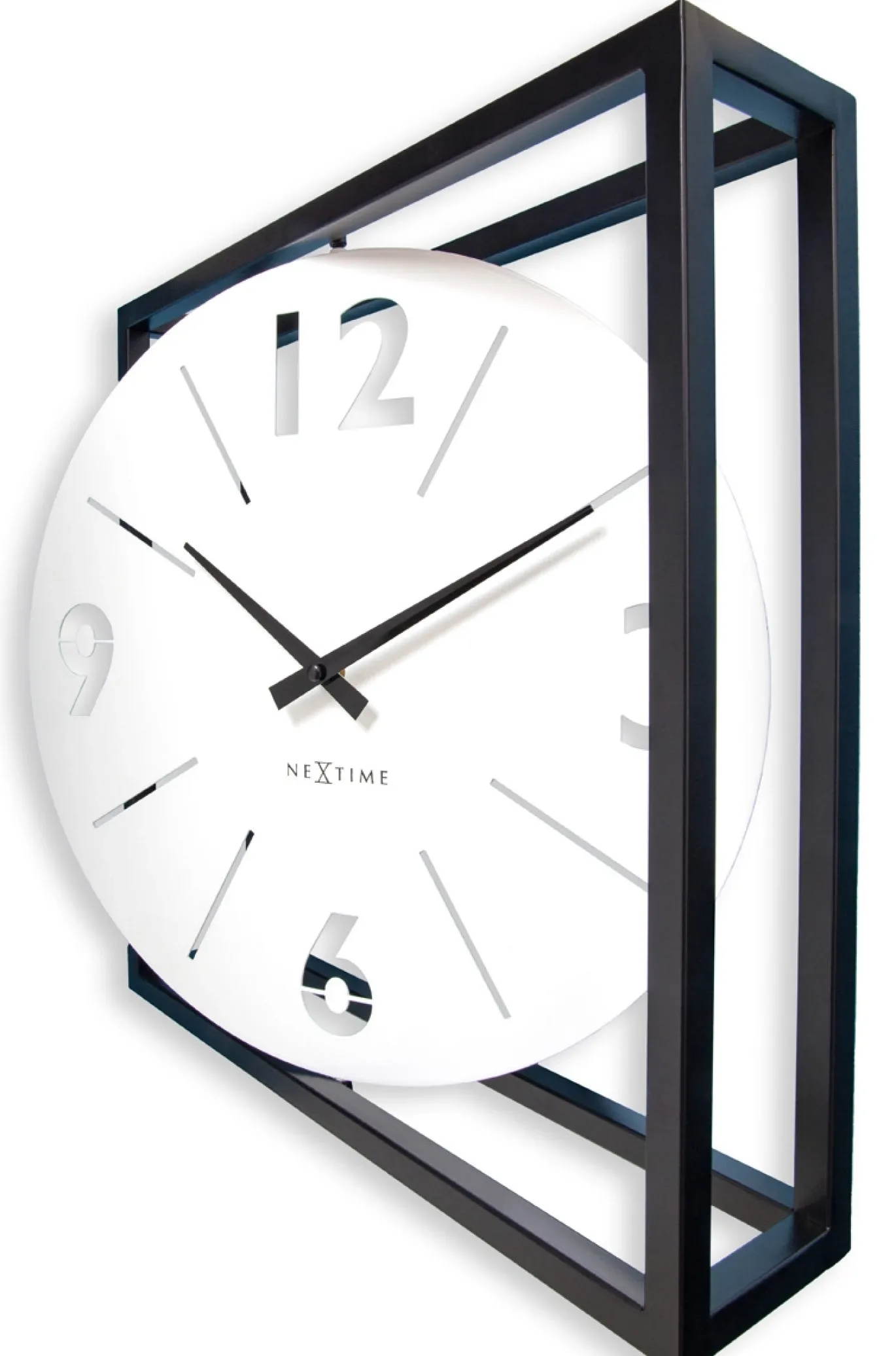 NeXtime Tafel/Wandklok Time Frame Metaal Zwart/Wit 40x40cm