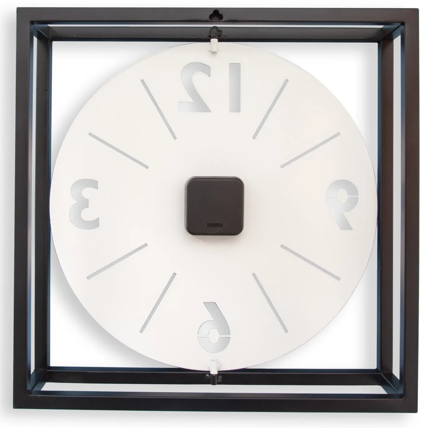 NeXtime Tafel/Wandklok Time Frame Metaal Zwart/Wit 40x40cm