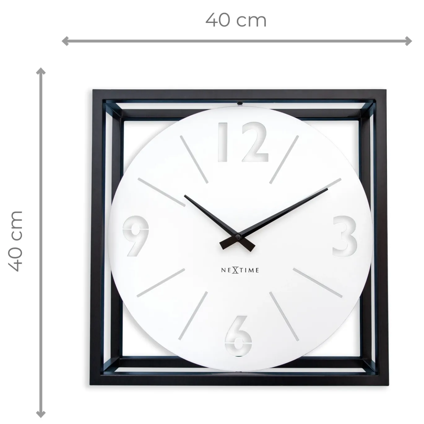NeXtime Tafel/Wandklok Time Frame Metaal Zwart/Wit 40x40cm
