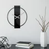NeXtime Wandklok Carl Hout/Staal Zwart