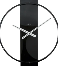 NeXtime Wandklok Carl Hout/Staal Zwart