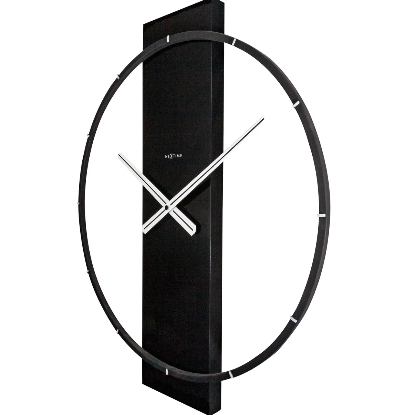 NeXtime Wandklok Carl Hout/Staal Zwart