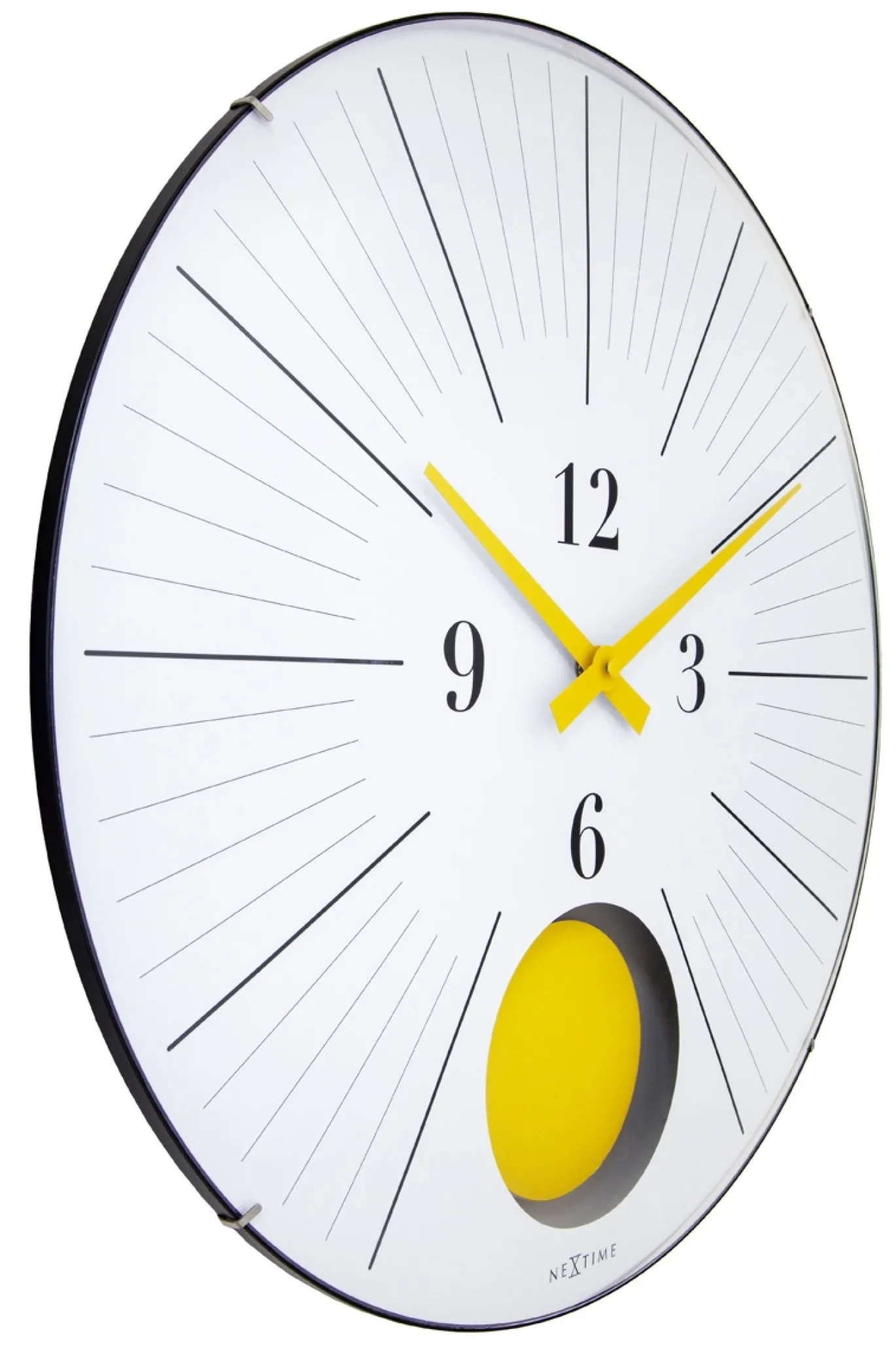 NeXtime Wandklok Duomo Pendulum Geel Ø50cm