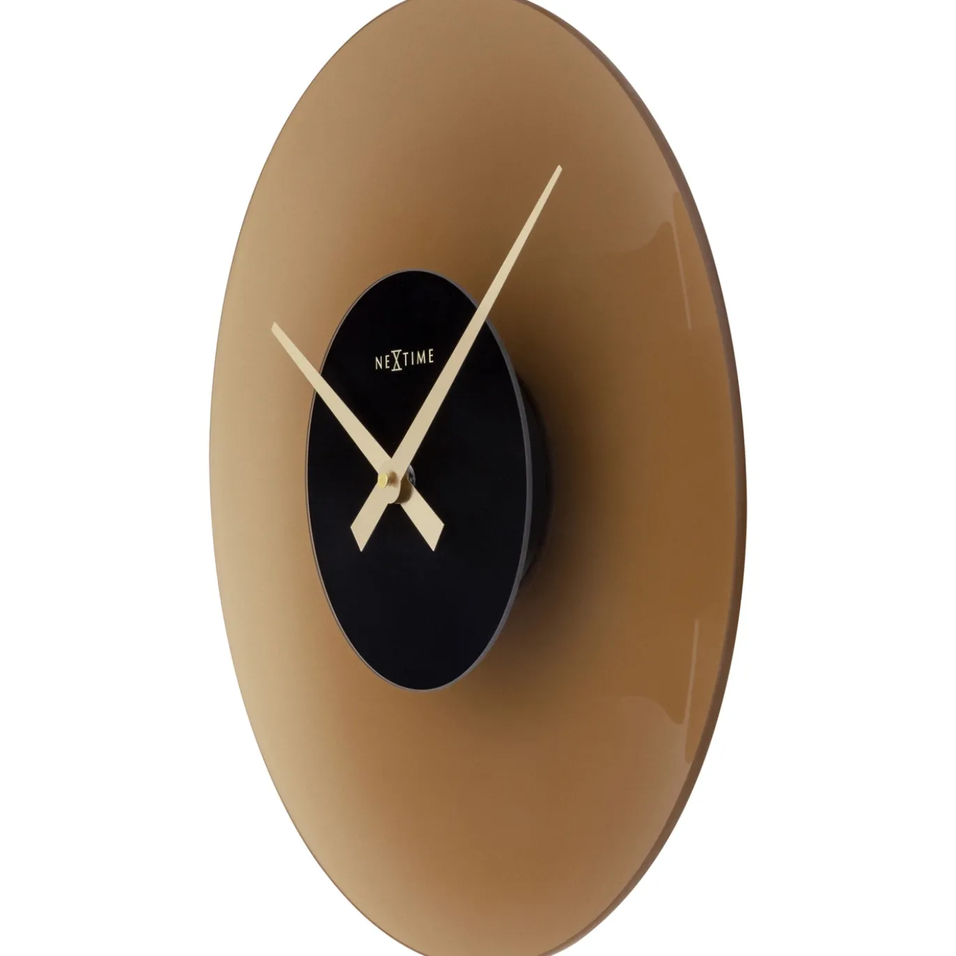 NeXtime Wandklok Float Mat Bruin Glas Ø40cm