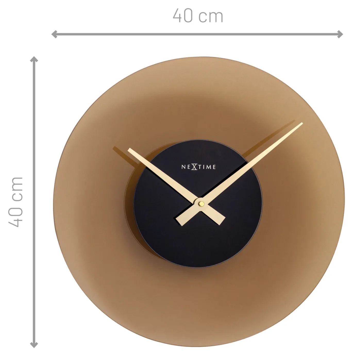 NeXtime Wandklok Float Mat Bruin Glas Ø40cm