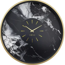 NeXtime Wandklok Marble Duo Goud/Zwart Ø48cm
