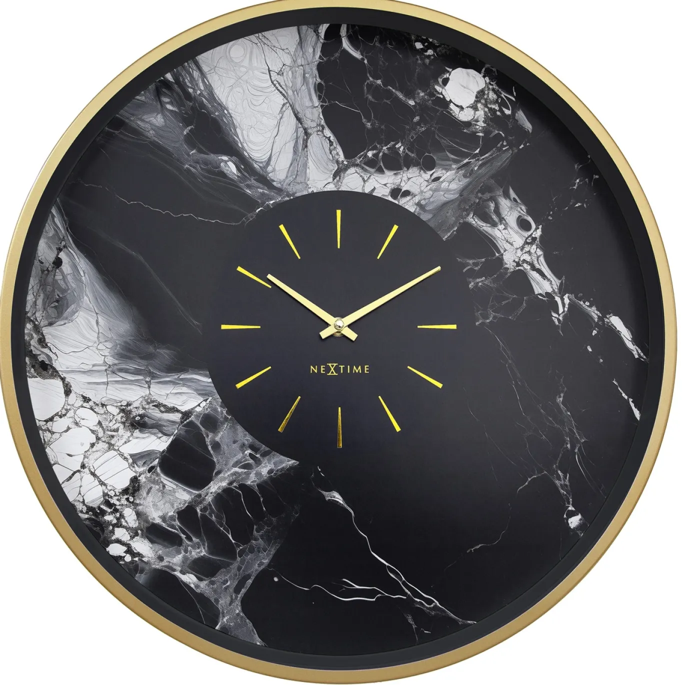 NeXtime Wandklok Marble Duo Goud/Zwart Ø48cm