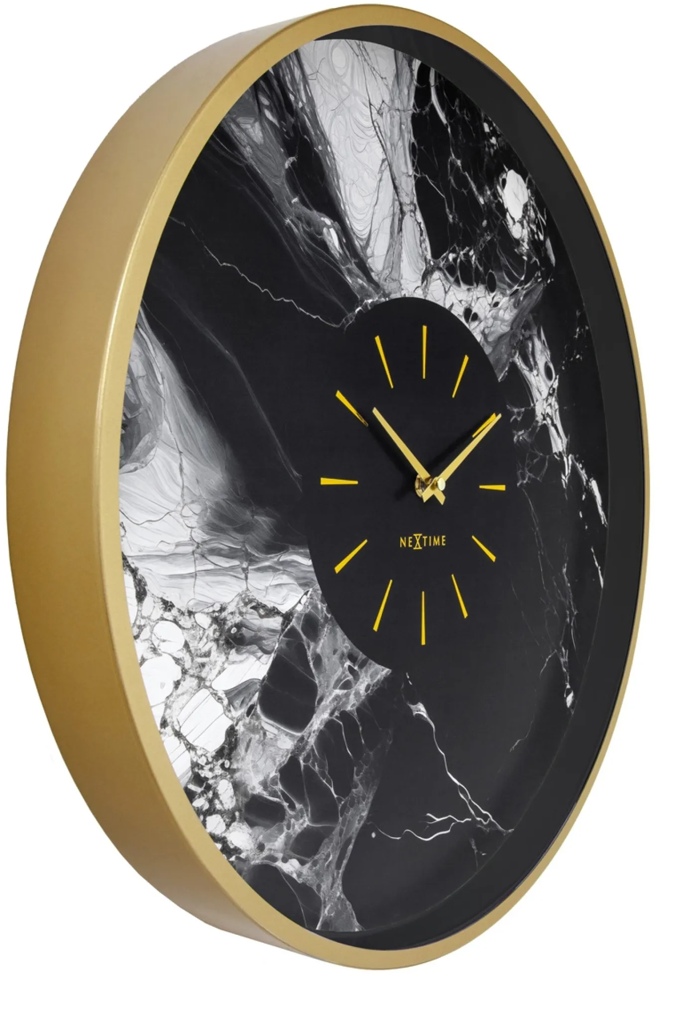 NeXtime Wandklok Marble Duo Goud/Zwart Ø48cm