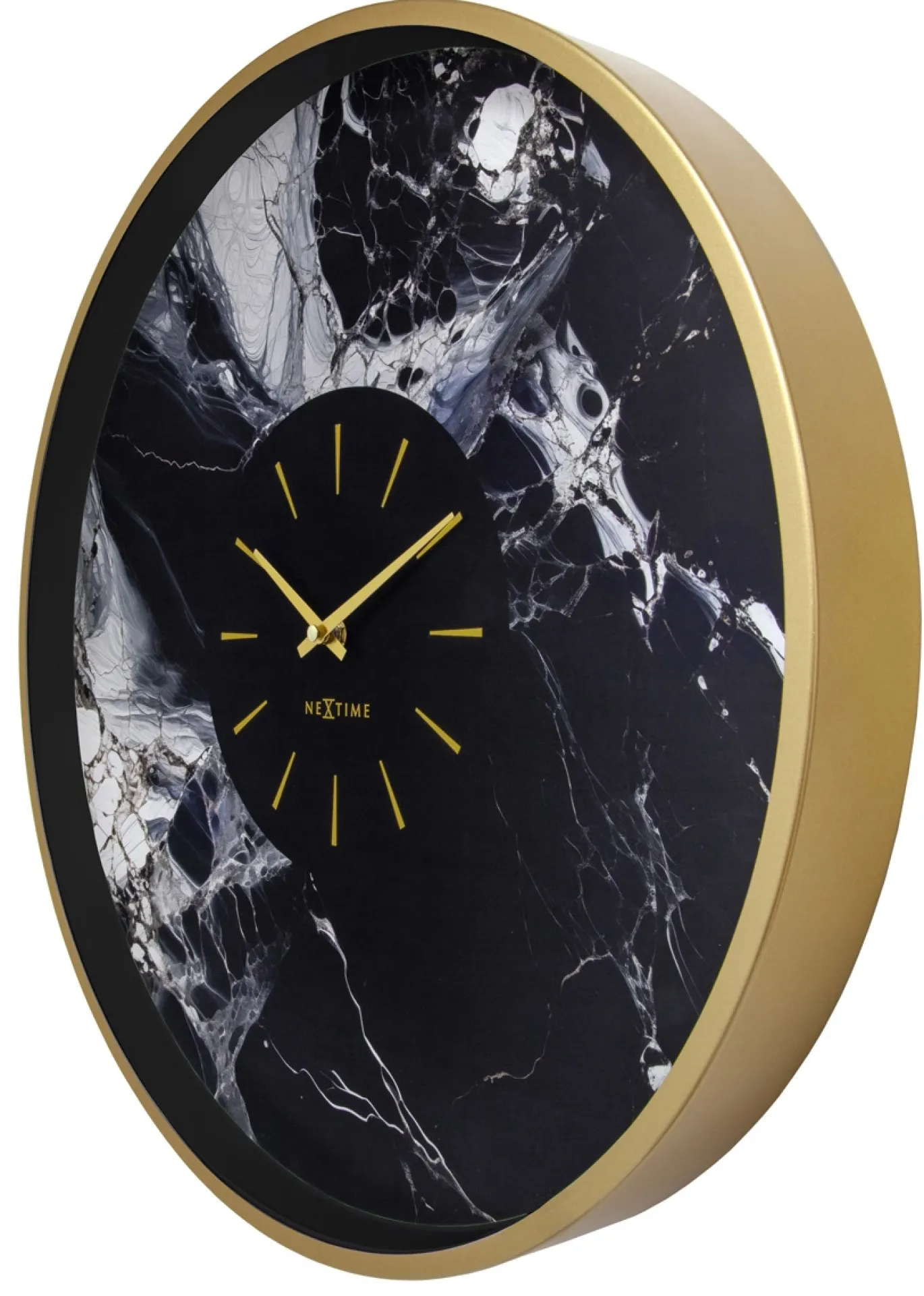 NeXtime Wandklok Marble Duo Goud/Zwart Ø48cm