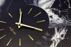 NeXtime Wandklok Marble Duo Goud/Zwart Ø48cm