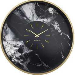 NeXtime Wandklok Marble Duo Goud/Zwart Ø48cm