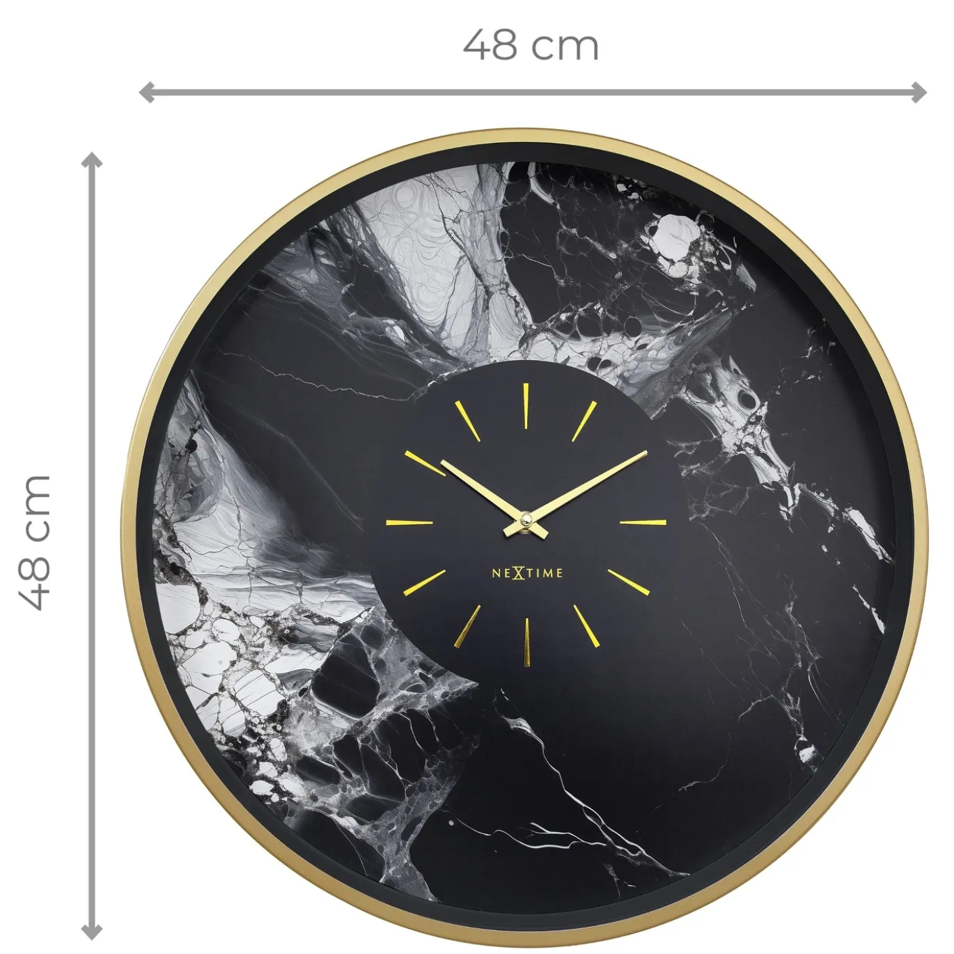 NeXtime Wandklok Marble Duo Goud/Zwart Ø48cm
