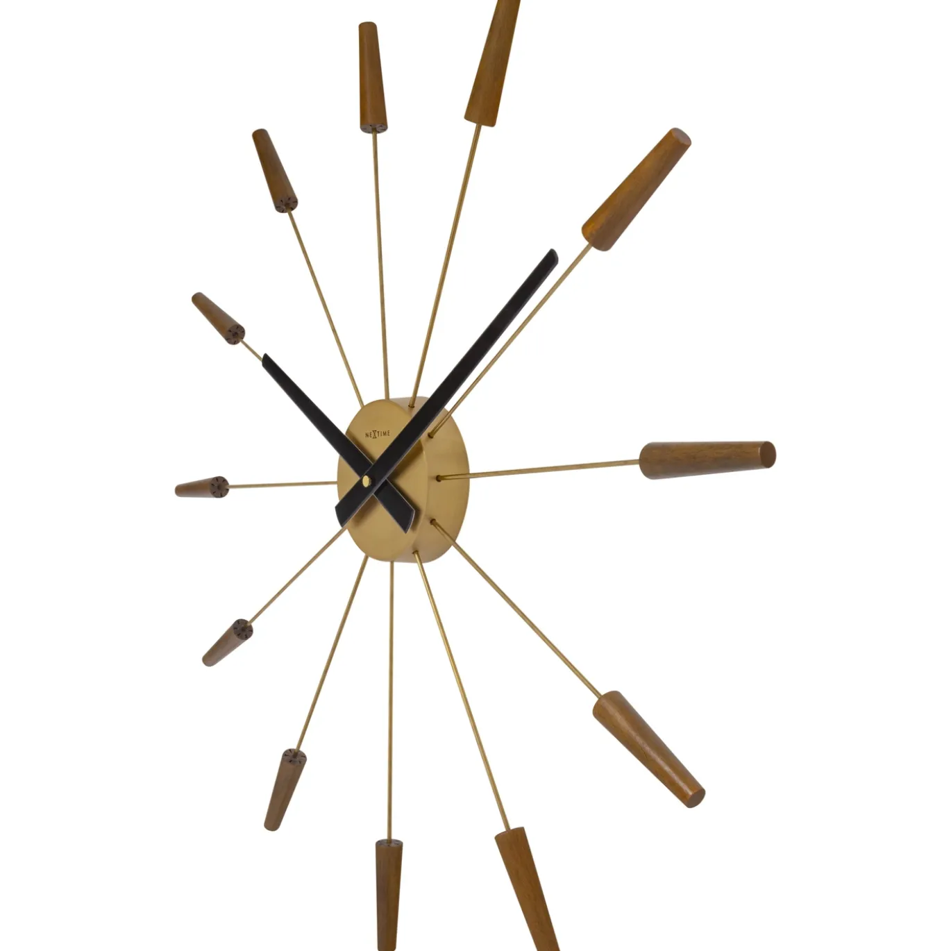 NeXtime Wandklok Plug Inn Walnoot/Goud Ø58cm