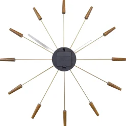 NeXtime Wandklok Plug Inn Walnoot/Goud Ø58cm