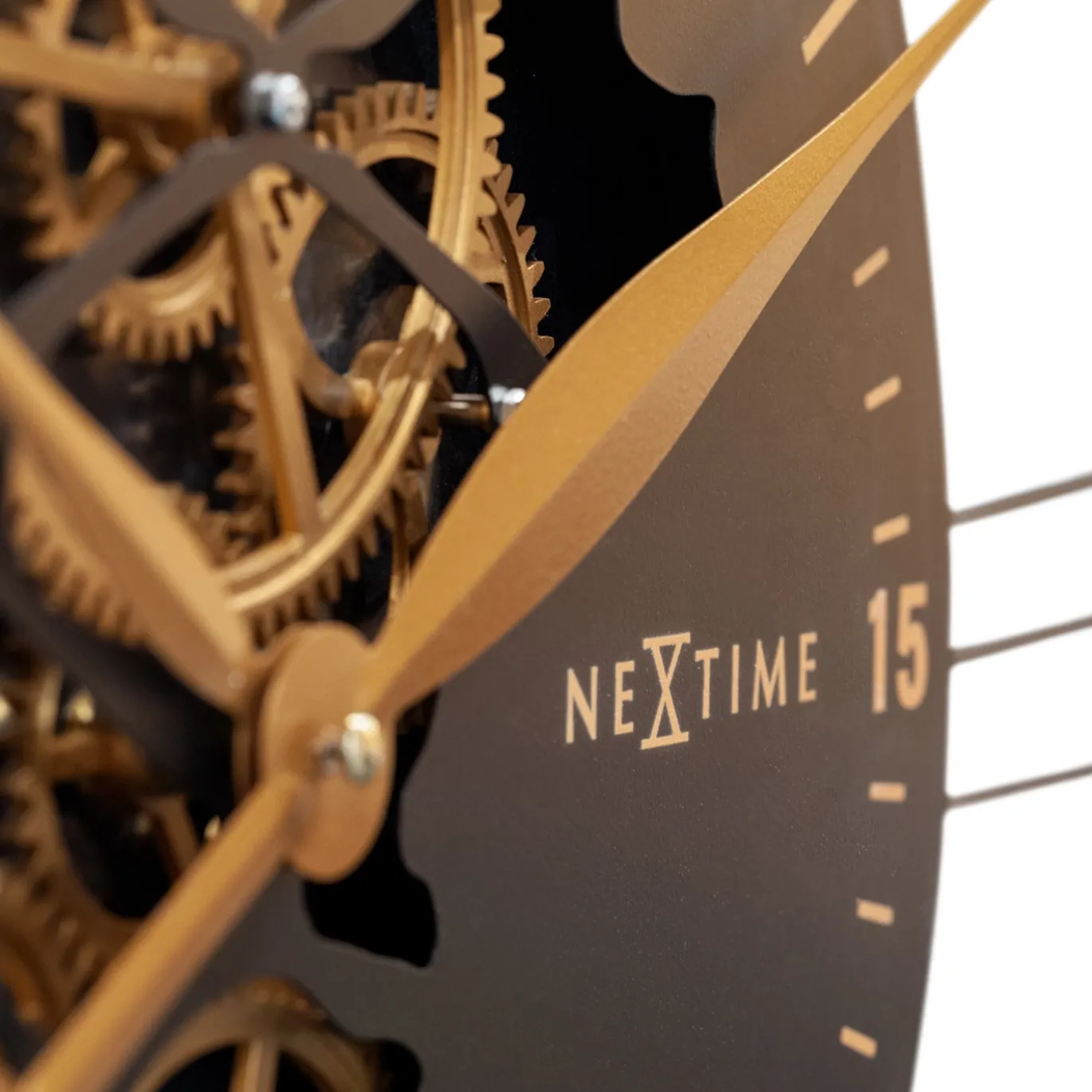 NeXtime Wandklok Roman Gear XXL Zwart/Koper Metaal Ø90cm