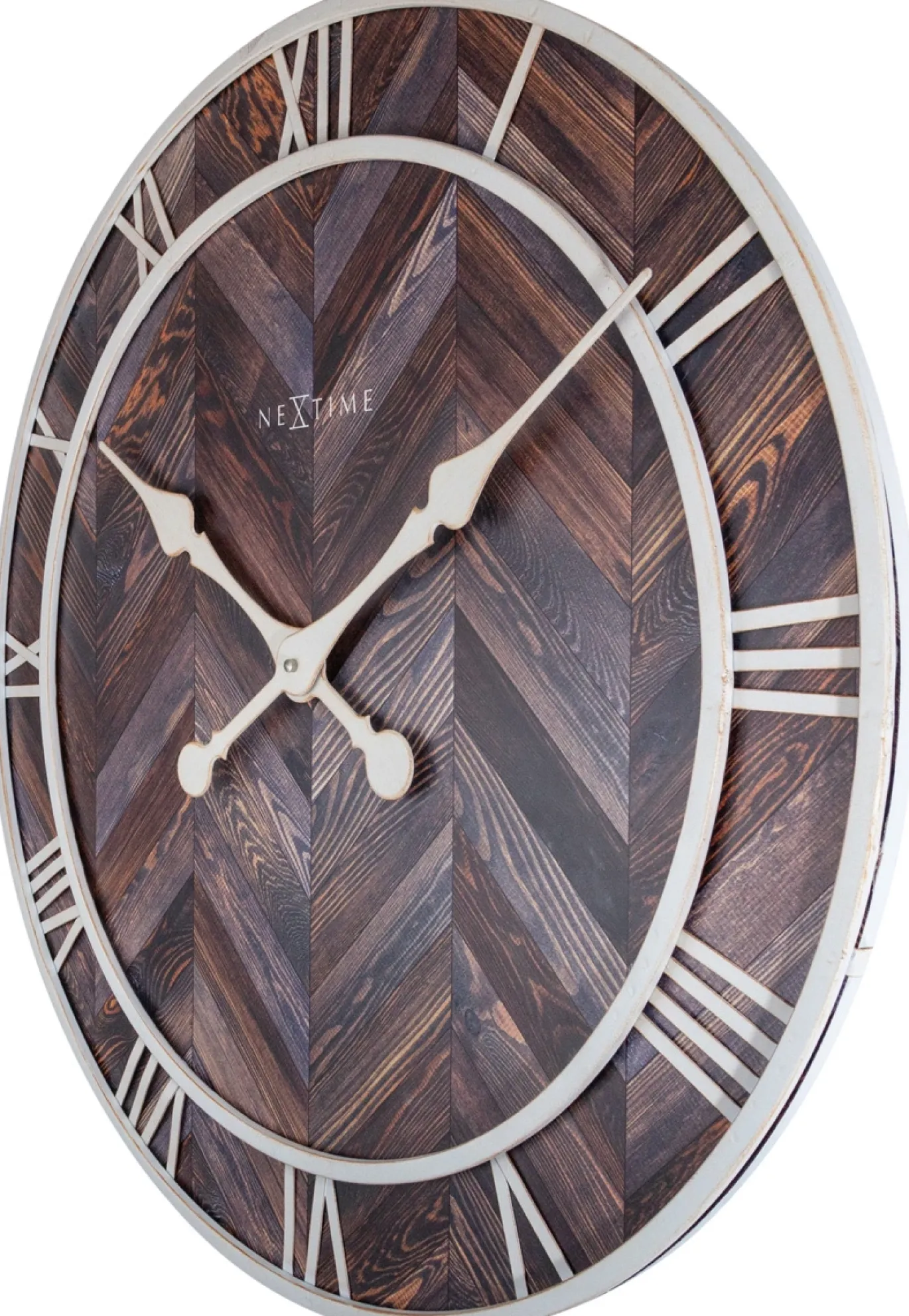 NeXtime Wandklok Roman Vintage Hout/Metaal Donkerbruin Ø58cm