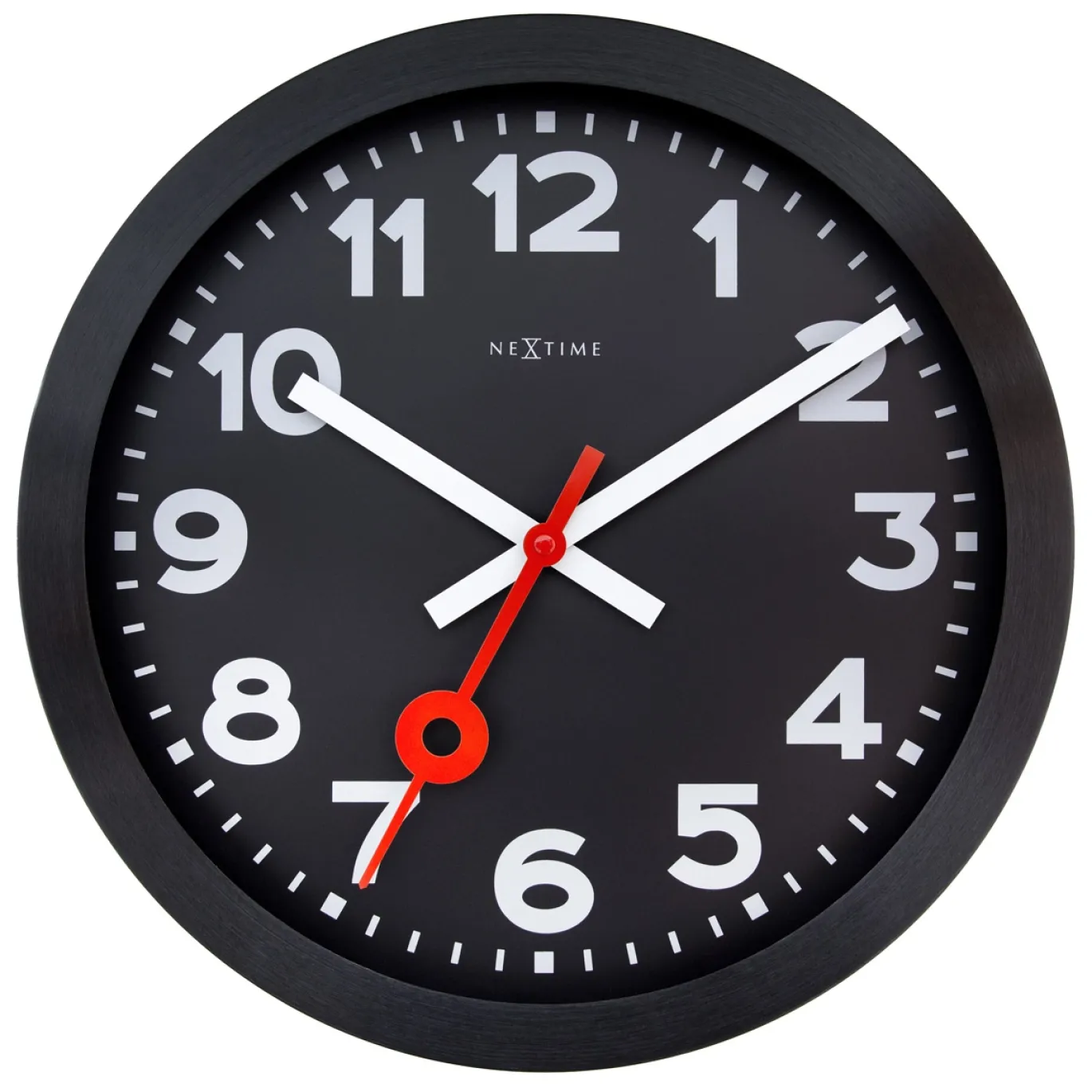 NeXtime Wandklok Station All Black Ø35cm