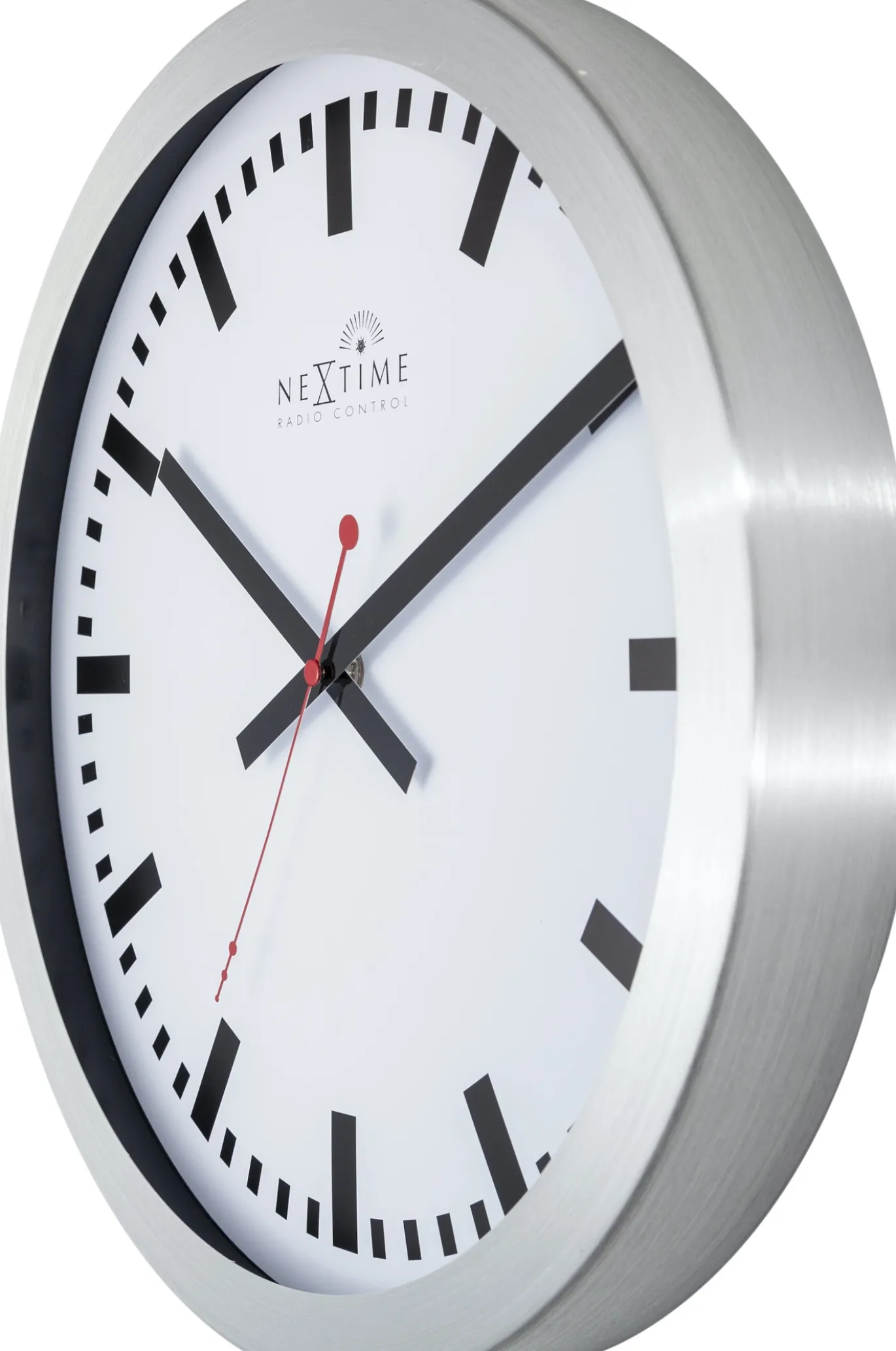 NeXtime Wandklok Station Radio Controlled Stripe Wit Ø35cm