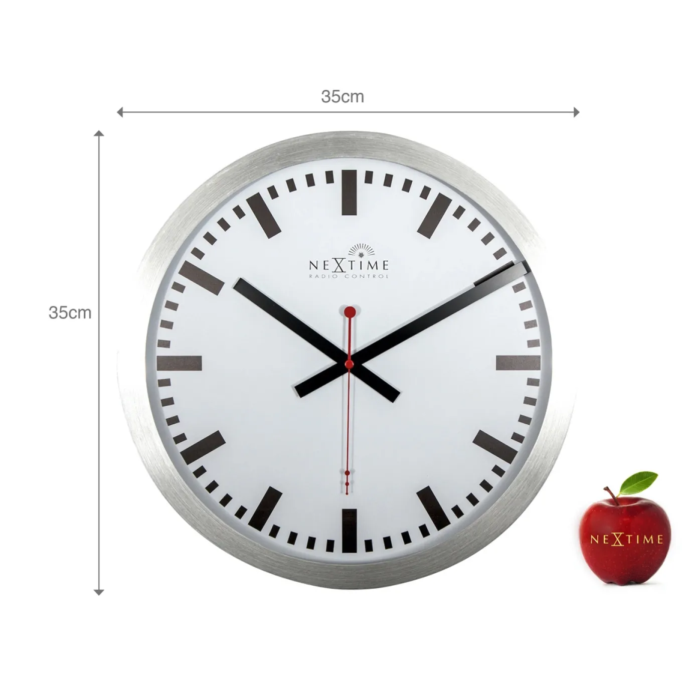 NeXtime Wandklok Station Radio Controlled Stripe Wit Ø35cm