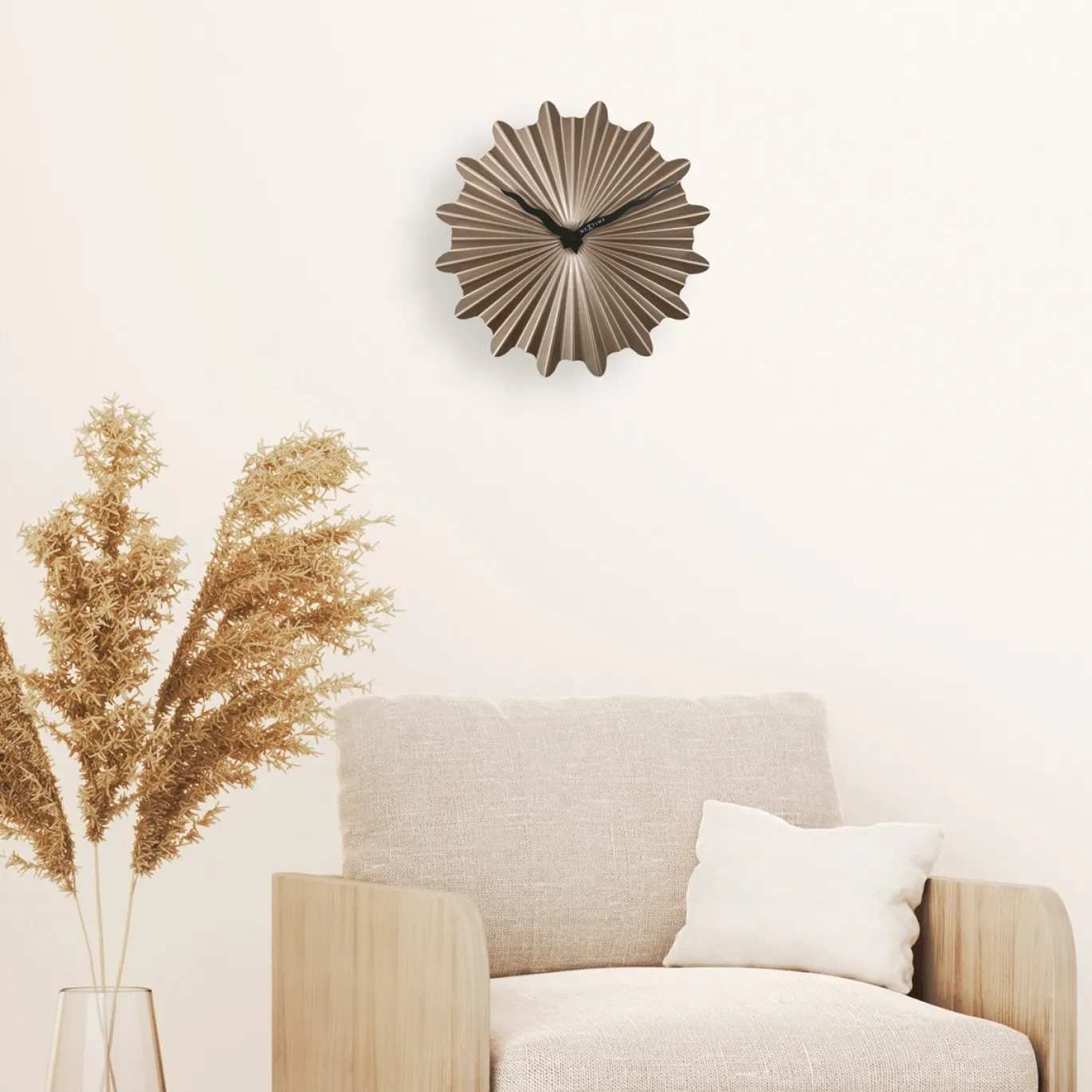 NeXtime Wandklok Sunny Metaal Bruin Ø40cm