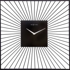 NeXtime Wandklok Vasco Square Metaal Zwart 45x45cm