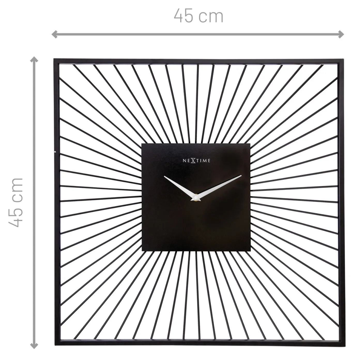 NeXtime Wandklok Vasco Square Metaal Zwart 45x45cm