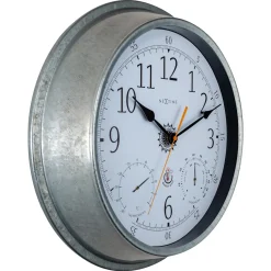 NeXtime Wandklok/Weerstation Tulip Weerbestendig Zilver Ø40cm