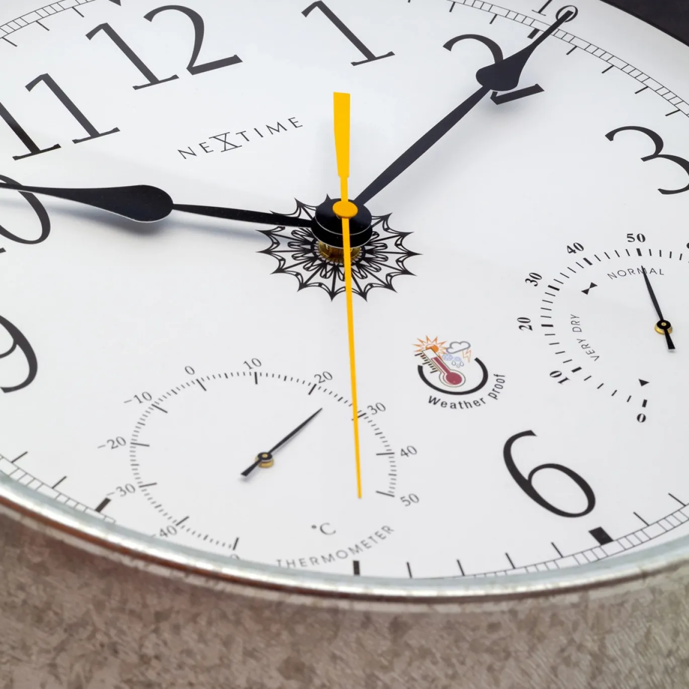 NeXtime Wandklok/Weerstation Tulip Weerbestendig Zilver Ø40cm