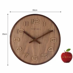 NeXtime Wandklok Wood Wood Bruin Ø35cm