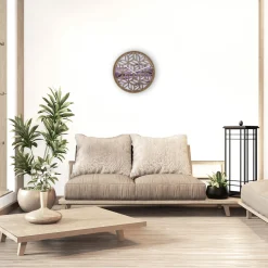NeXtime Wandklok Yogi Hout/Paars Ø40cm