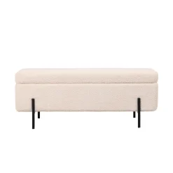 Opbergbank Jari Beige Bouclé 110cm - Giga Meubel