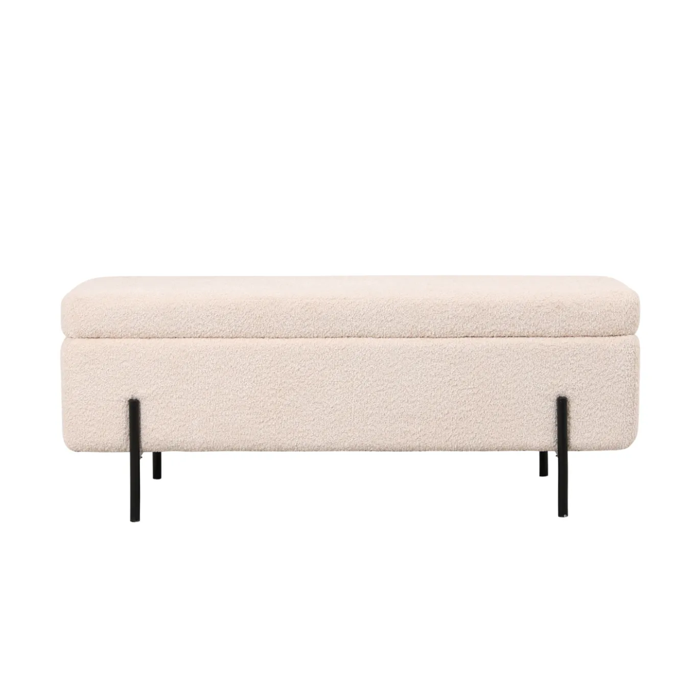 Opbergbank Jari Beige Bouclé 110cm - Giga Meubel