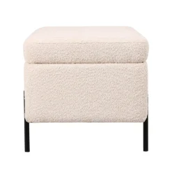 Opbergbank Jari Beige Bouclé 110cm - Giga Meubel