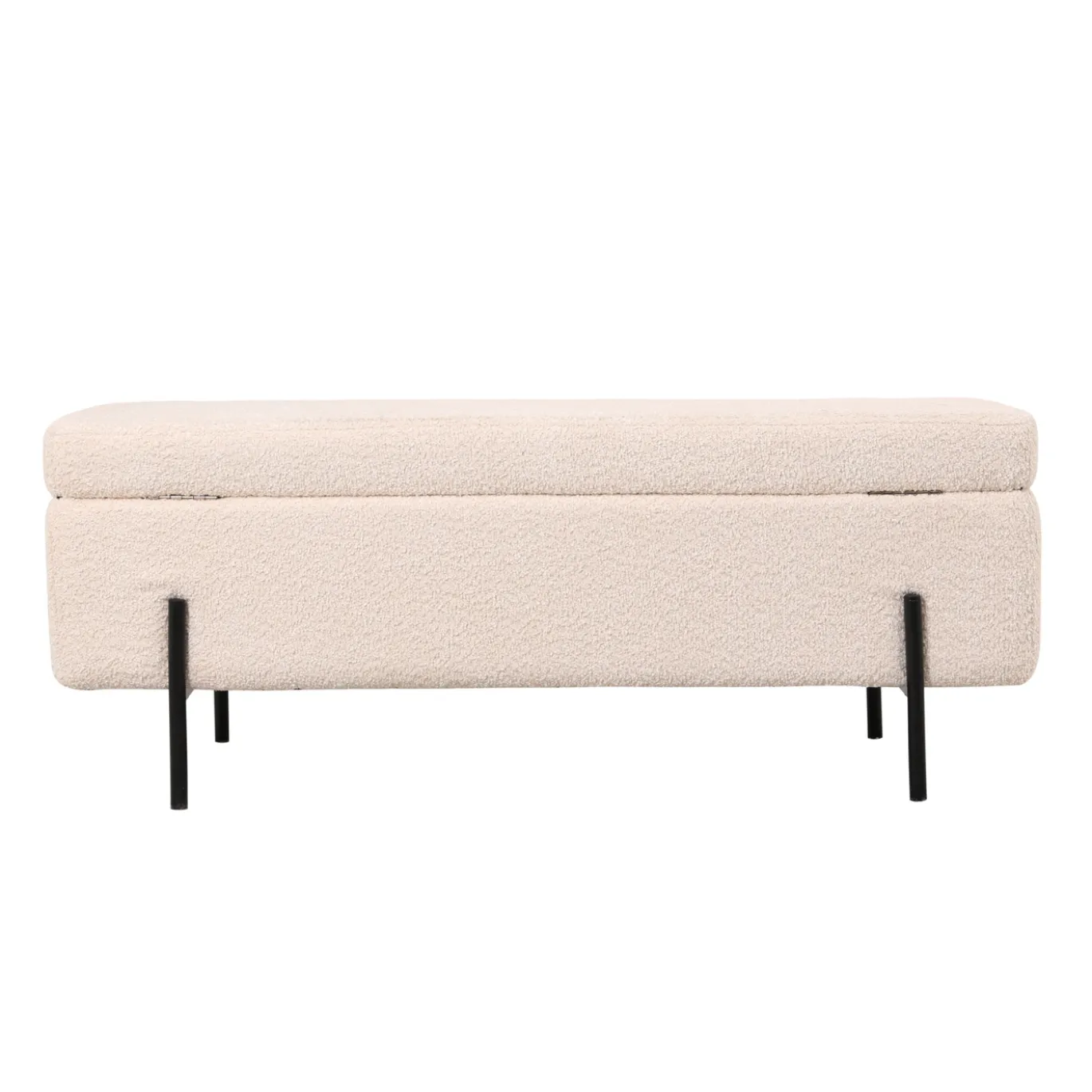 Opbergbank Jari Beige Bouclé 110cm - Giga Meubel