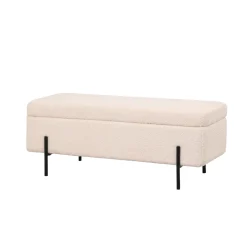 Opbergbank Jari Beige Bouclé 110cm - Giga Meubel