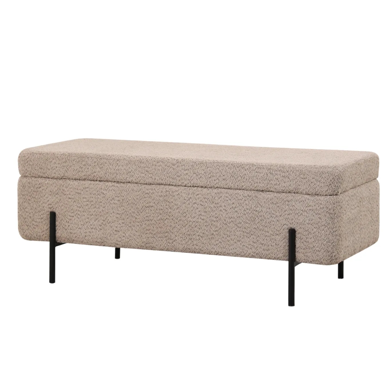 Opbergbank Jari Taupe Bouclé 110cm - Giga Meubel