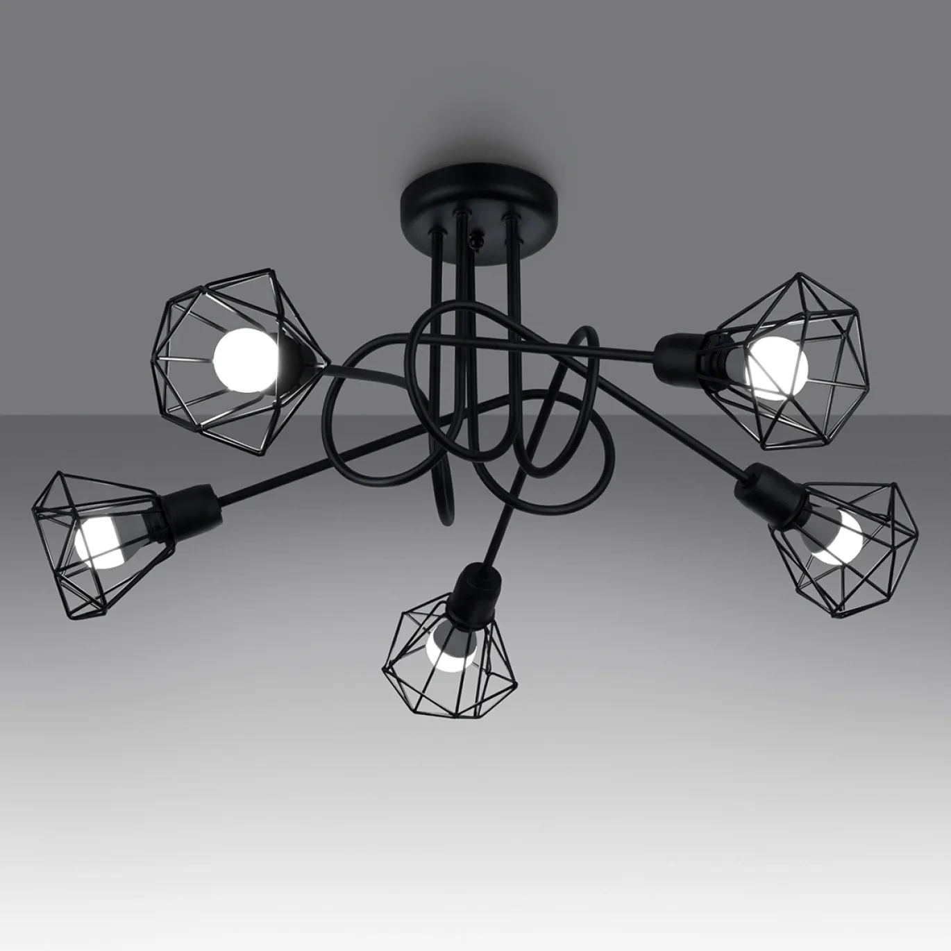 Plafondlamp Artemis 5-Lichts Zwart - Giga Meubel
