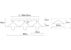 Plafondlamp Berceste Short Zwart 3-Lichts